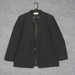 Vintage Sophisticates by Pendleton Blazer Women 16 Black Single Button Wool Mix